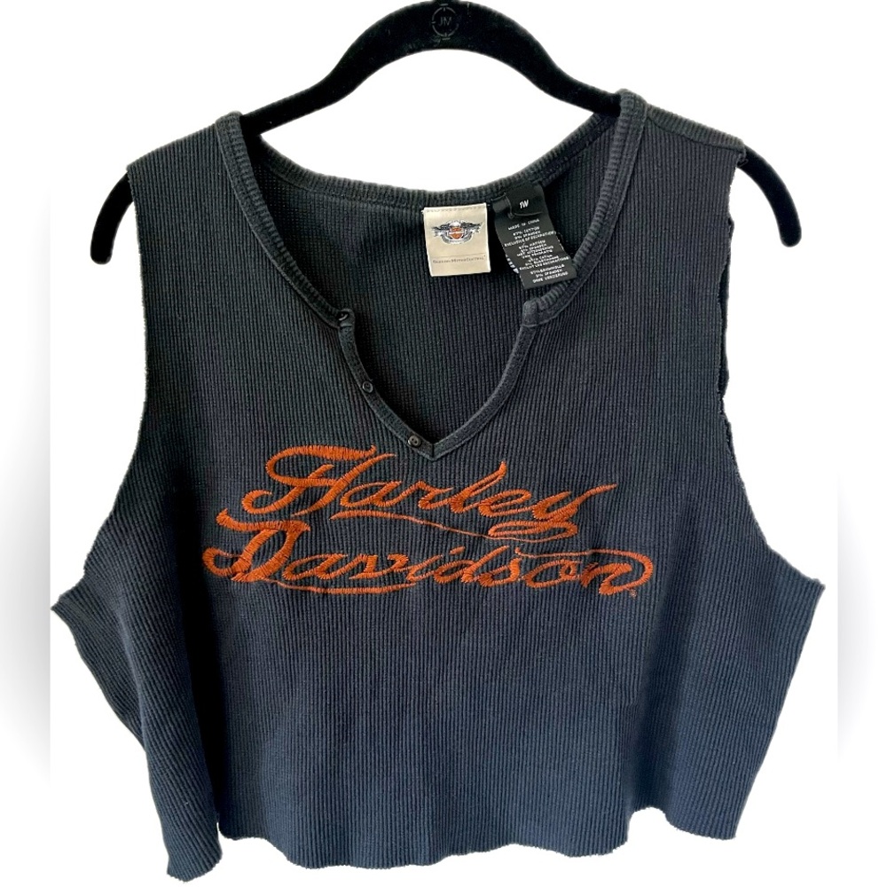 HARLEY DAVIDSON Black Cotton SLEEVELESS SHIRT Women’s 1W RN103819